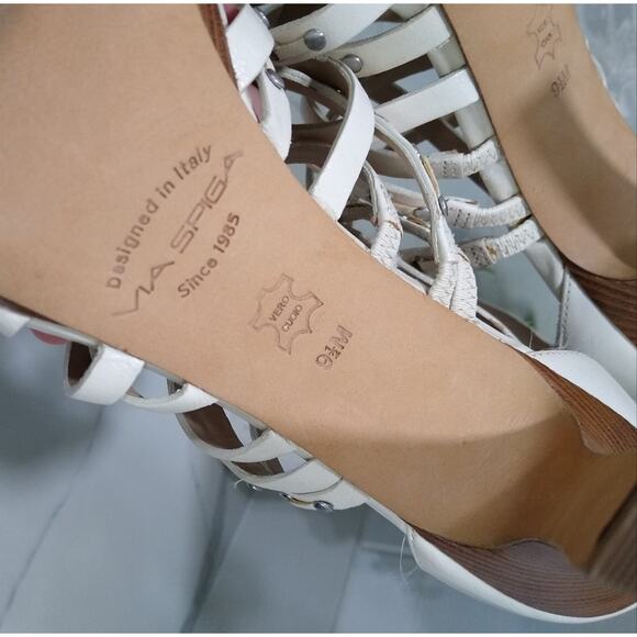 [D105] Via Spiga Platform Ivory Stappy Heels, Size 9.5 - Picture 6 of 7